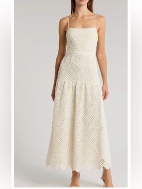 SAYLOR Evangelina (Large) Cream Crochet Cotton Maxi Dress